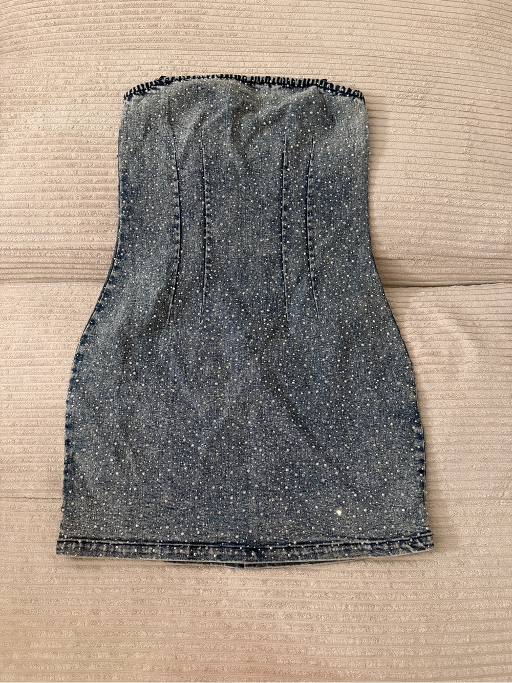 Windsor Sparkle Strapless Denim Mini Skirt - Blue
